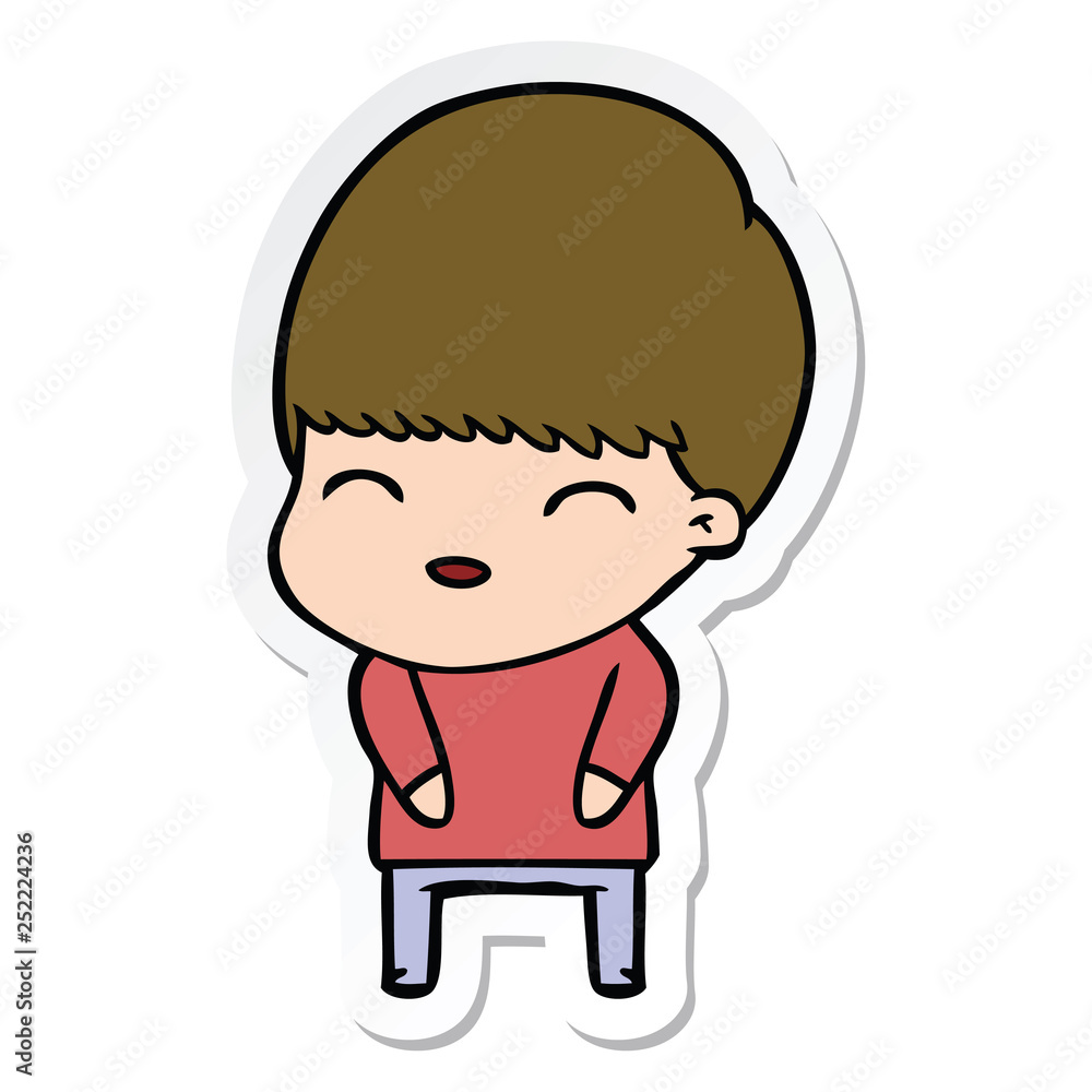 sticker of a happy cartoon boy sticker of a happy cartoon boy