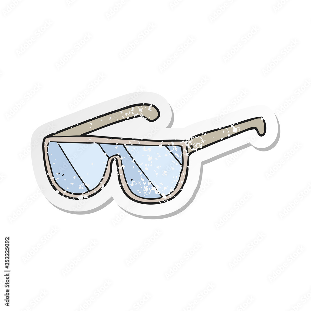 retro distressed sticker of a cartoon spectacles retro distressed sticker of a cartoon spectacles