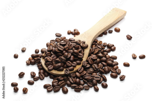 Wallpaper Mural Coffee beans with wooden spoon isolated on white background Torontodigital.ca