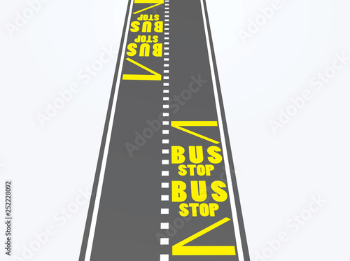 Bus stop on road. vector illustration