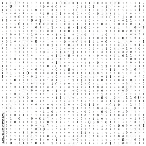 Binary Code Background Vector. Black And White Background With Digits On Screen. Vector Background Illustration.