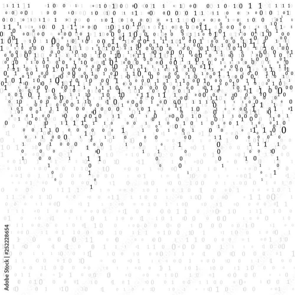 Binary Code Background Vector. Black And White Background With Digits On Screen. Vector Background Illustration.