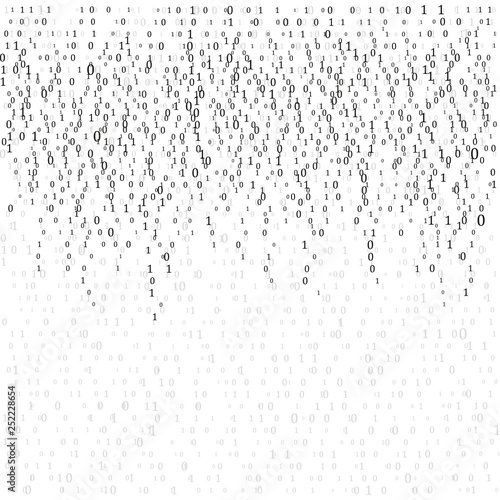 Binary Code Background Vector. Black And White Background With Digits On Screen. Vector Background Illustration.