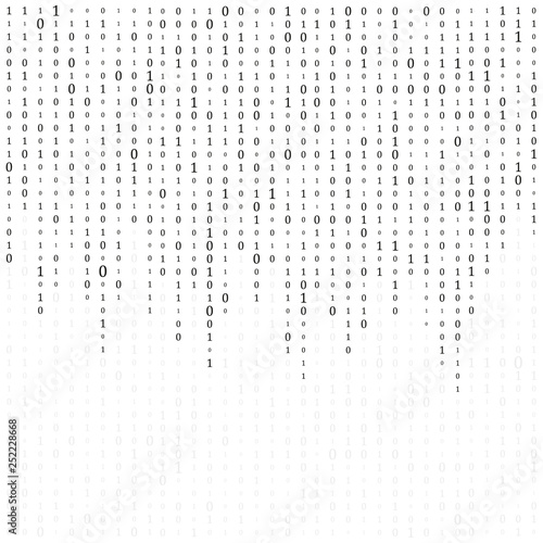 Binary Code Background Vector. Black And White Background With Digits On Screen. Vector Background Illustration.