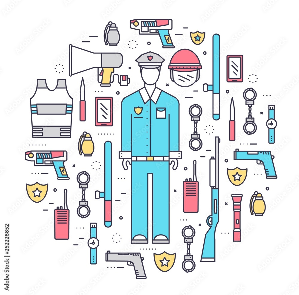 military police uniform thin line icons military police uniform thin line icons