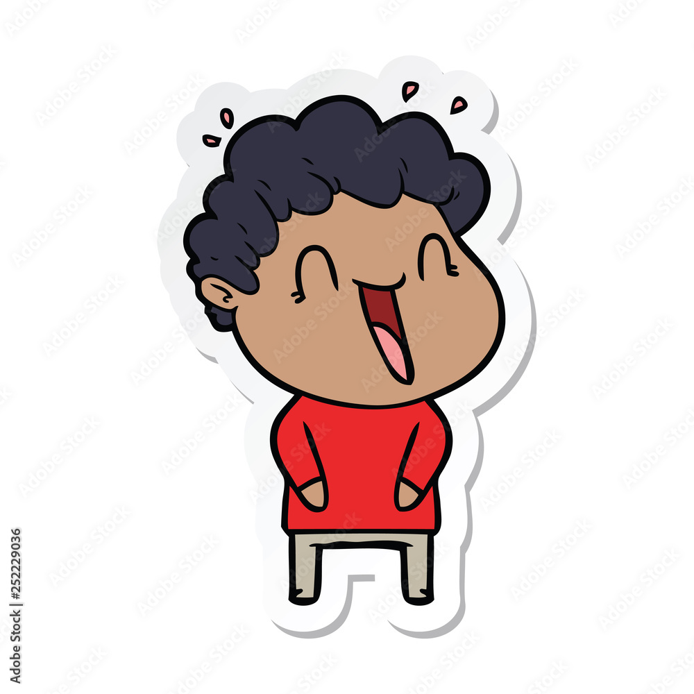 sticker of a cartoon happy man