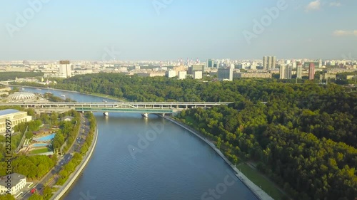 Wallpaper Mural Scenic top view of bridge over river and city landscape of Moscow on summer Torontodigital.ca