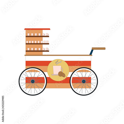 Street food vendor bicycle icon isolated on a white background. Vector illustration