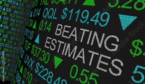 Beating Estimates Wall Street Prices Stock Market Tickers 3d Illustation