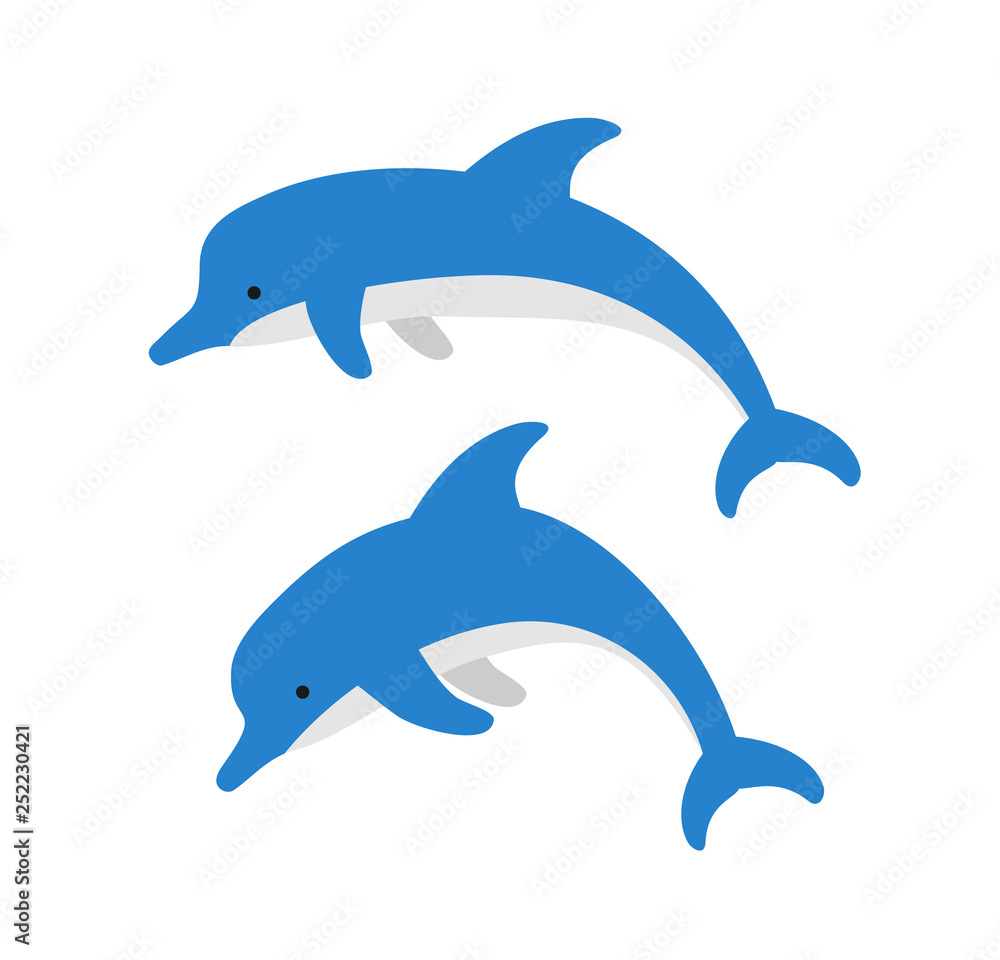 Fototapeta premium cute cartoon dolphins on white background