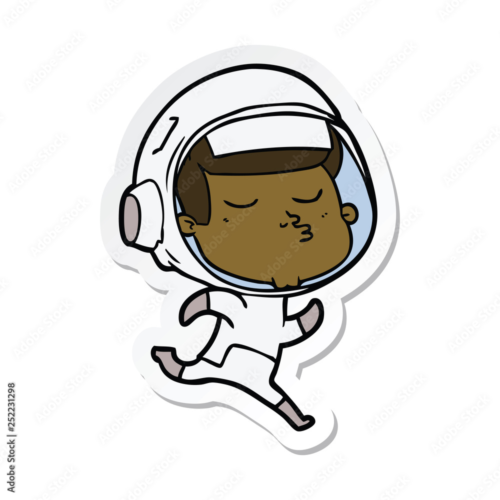 sticker of a cartoon confident astronaut sticker of a cartoon confident astronaut