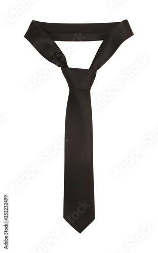 Balck realistic tie on white background