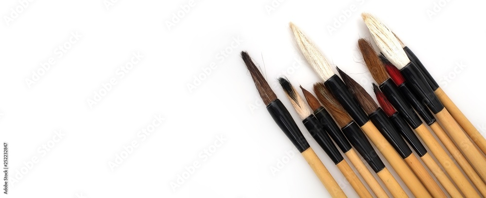 Set of chinese brushes isolated on white background Set of chinese brushes isolated on white background