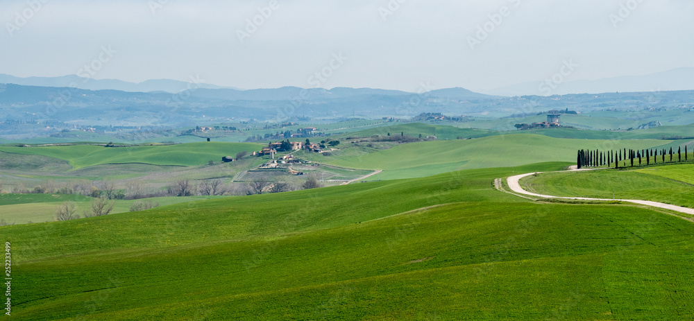 Panorama of the Sienese hills and the Tuscan countryside