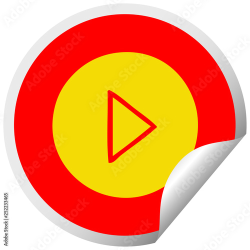 circular peeling sticker cartoon play button