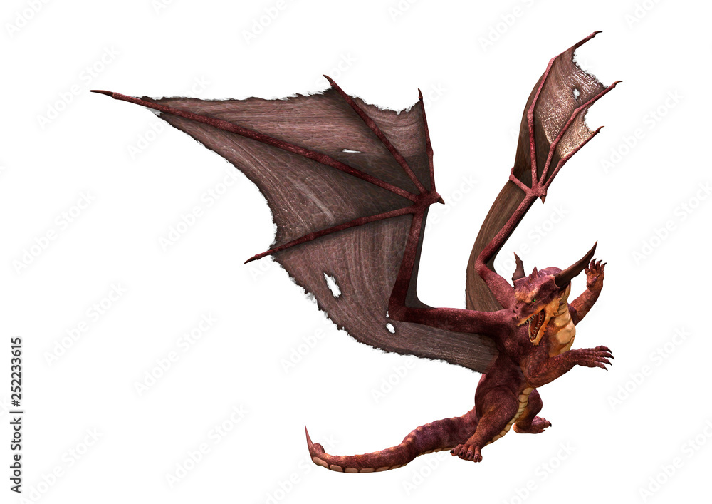 Fototapeta premium 3D Rendering Fairy Tale Dragon on White