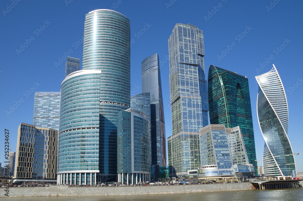 Moscow, Russia - April 9, 2018: Towers of the Moscow international business center 
