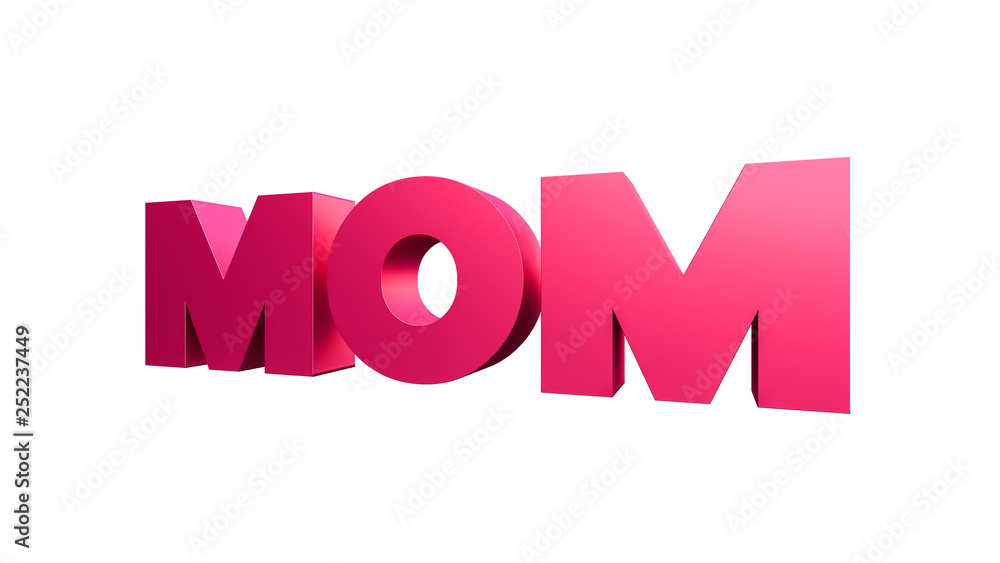 3d mom word isolated on white background