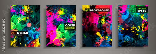 Modern design A4.Abstract marble texture of colored bright liquid paints. Splash trends paints. Used design presentations, print, flyer, business cards, invitations, calendars, sites, packaging, cover