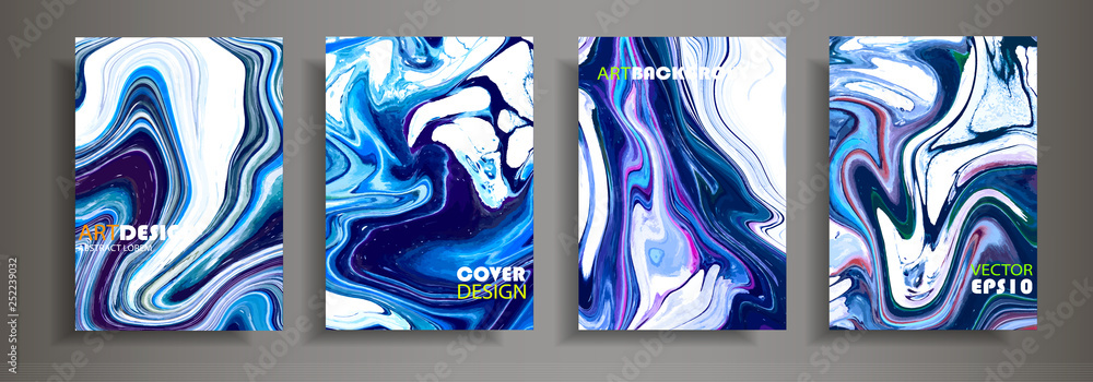 Obraz Modern design A4.Abstract marble texture of colored bright liquid paints. Splash trends paints. Used design presentations, print, flyer, business cards, invitations, calendars, sites, packaging, cover