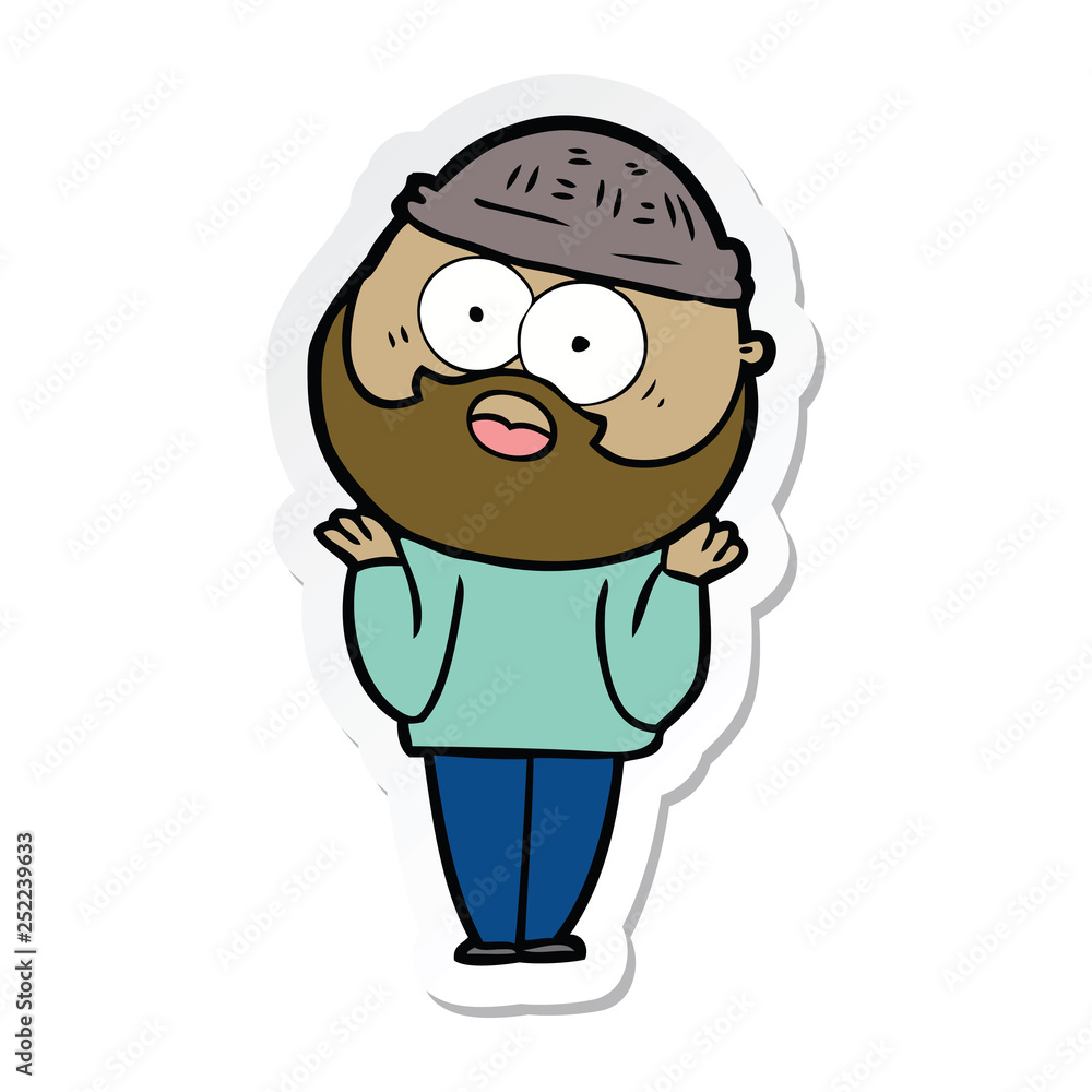 sticker of a cartoon bearded man sticker of a cartoon bearded man