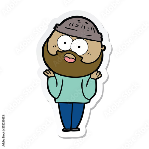 sticker of a cartoon bearded man