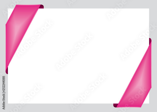 Gift card with pink ribbons. Vector promotional commercial illustration.