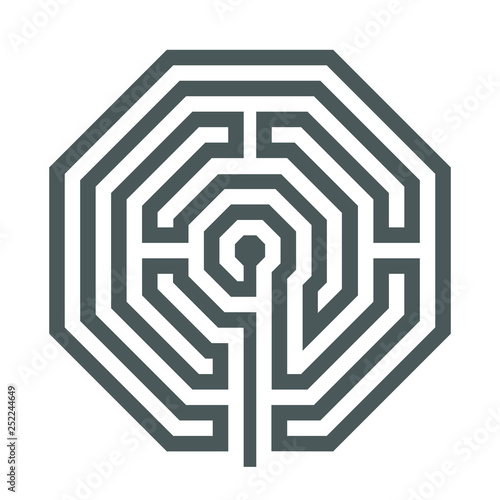 Hexagonal heathen Labyrinth Symbol isolated on white background.