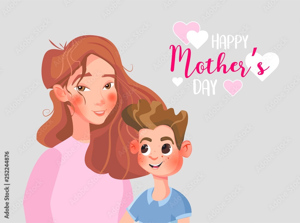 Mother's day illustration. Mother and son. Mother's day illustration. Mother and son.