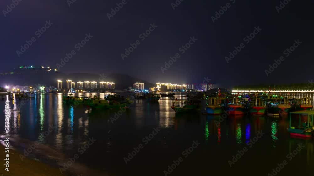 night illuminated sanya dock famous hotel bridge rotated panorama 4k timelapse hainan island china night illuminated sanya dock famous hotel bridge rotated panorama 4k timelapse hainan island china