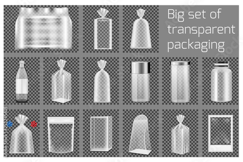 Big set of transparent packaging
