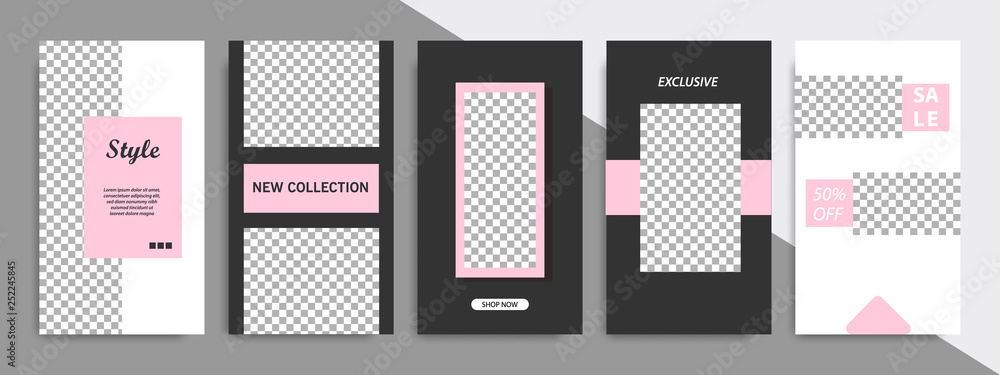Modern minimal square stripe line shape template in pink, black and white color with frame. Corporate advertising template for social media stories, story, business banner, flyer, and brochure. Modern minimal square stripe line shape template in pink, black and white color with frame. Corporate advertising template for social media stories, story, business banner, flyer, and brochure.