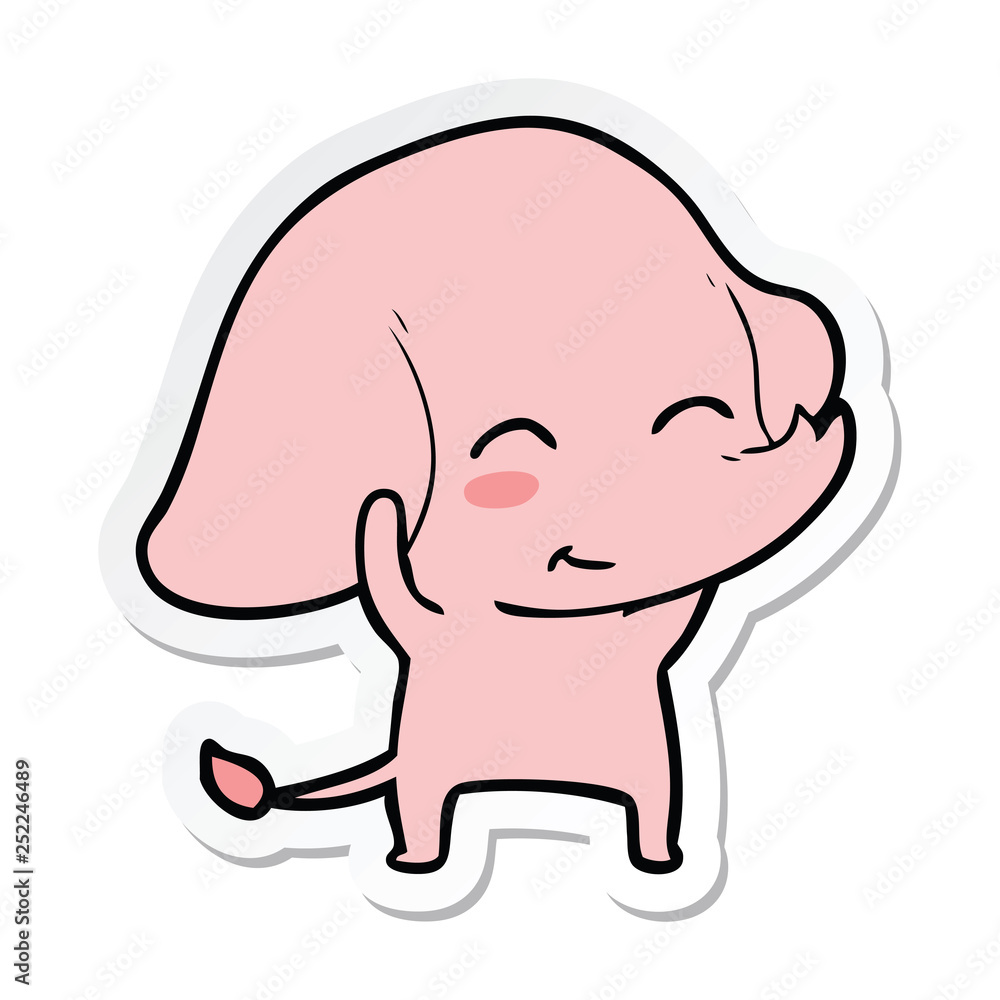 sticker of a cute cartoon elephant sticker of a cute cartoon elephant