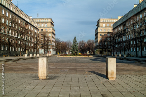 Residential complex of Stalinist architecture in the suburb of  Nova Huta, Krakow, Poland