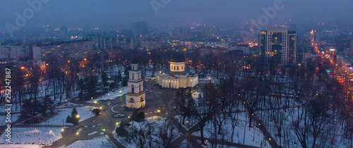 Cathedral in downtown Chisinau, aerial panoramic view. Moldova 2019 © pelinoleg