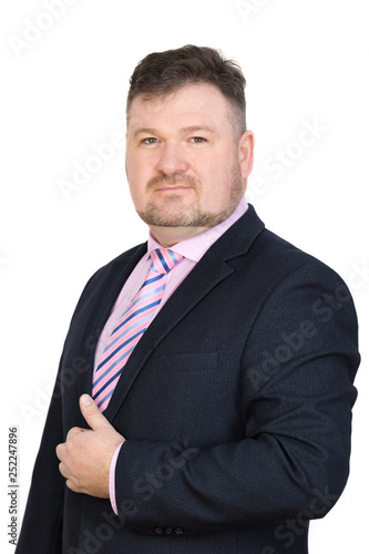 Portrait of a man in a suit with a beard. Isolate