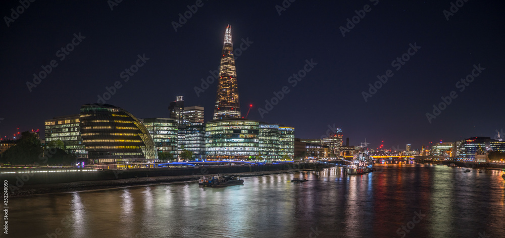 River Thames and the London Skyline at night