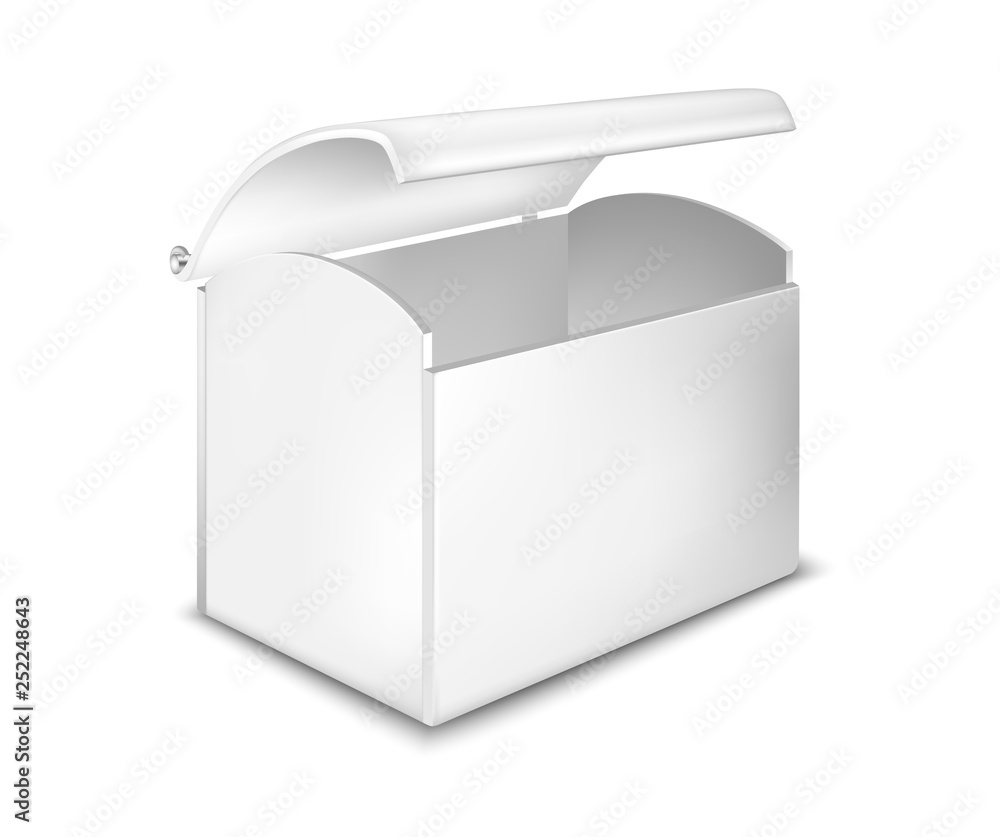 Realistic image of jewelry box. Open metal chest Realistic image of jewelry box. Open metal chest