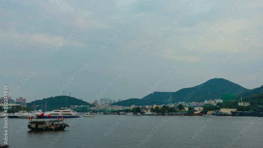 sunset evening hainan sanya traffic riverside bay panorama 4k timelapse china sunset evening hainan sanya traffic riverside bay panorama 4k timelapse china