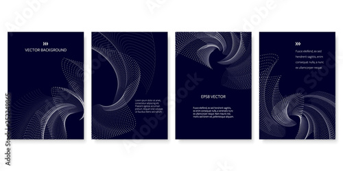 Set of Futuristic Cover Design Templates with Wavy Dots. EPS8 Vector.