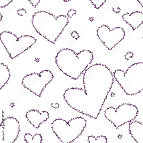 Heart pattern hand drawn ink brush. Vector fashion textile