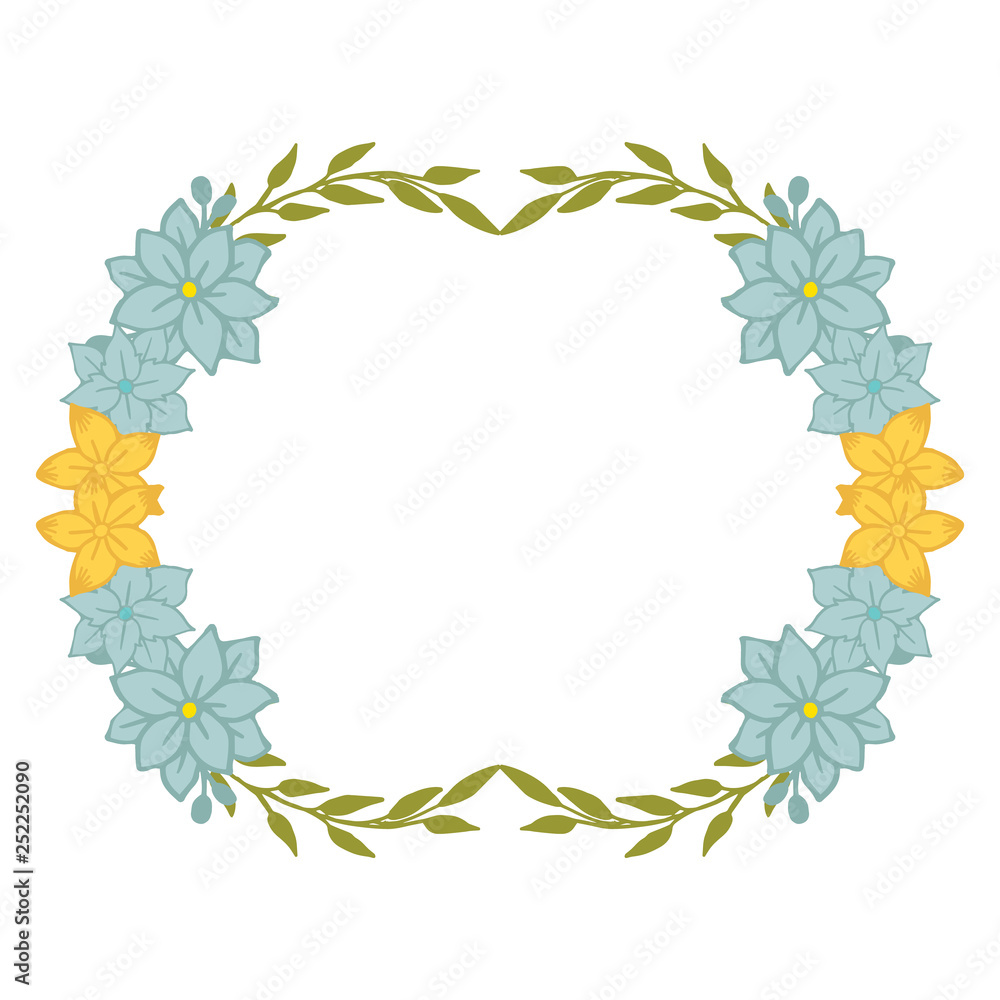 Vector illustration frame floral grey and yellow hand drawn Vector illustration frame floral grey and yellow hand drawn