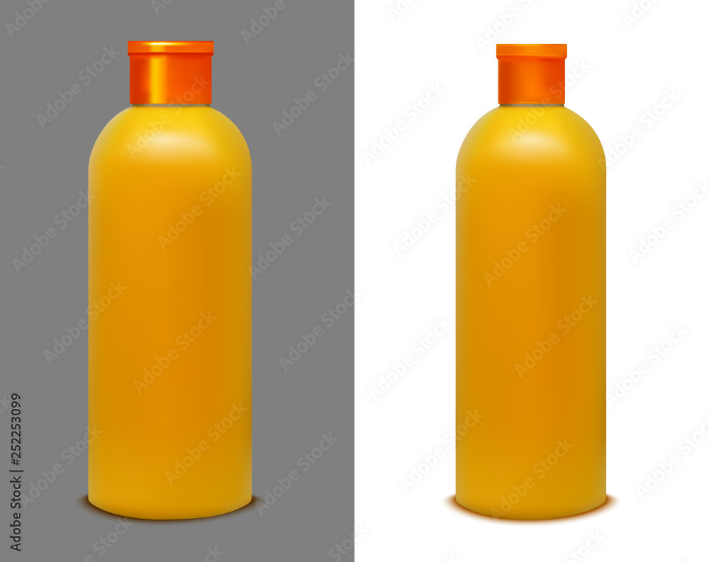 Plastic orange bottle for juice, shampoo and water