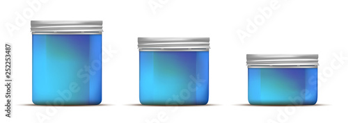 Blue glass jar with screw cap