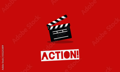 Action Typography with Clapperboard Vector Illustration