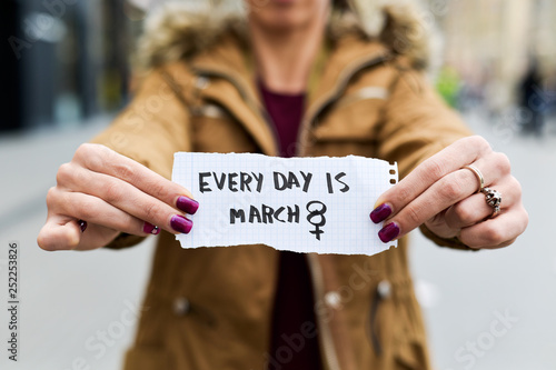 woman and text every day is march 8 photo