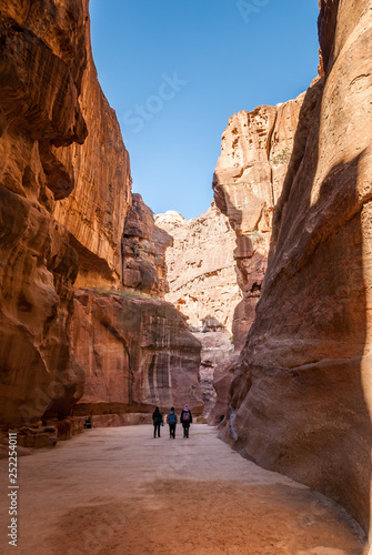 The Siq Valley in Petra, Jordan, Middle East