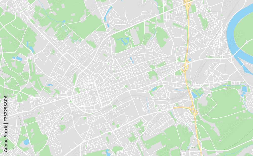 Fototapeta premium Krefeld, Niemcy Śródmieście mapa miasta