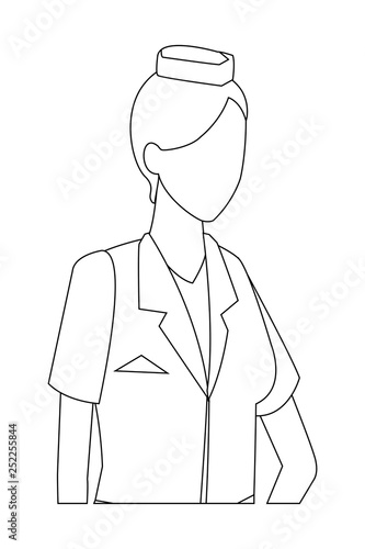 steward woman worker avatar in black and white