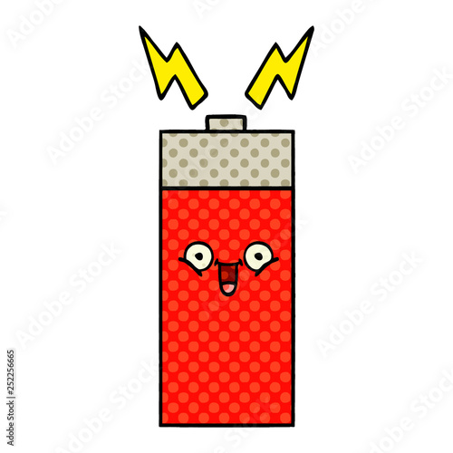 comic book style cartoon battery
